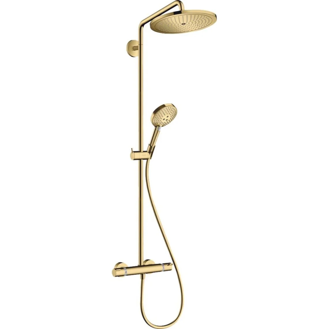 Душова система Hansgrohe Croma Select S280 1jet Showerpipe EcoSmart з термостатом, Polished Gold Optic (26891990)