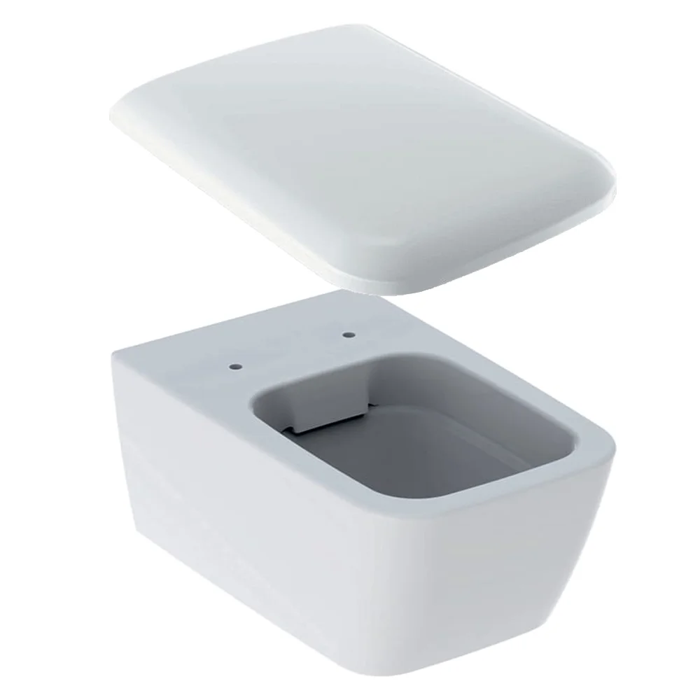 Унітаз підвісний лійкоподібний Geberit iCon Square Rimfree з кришкою, білий (201950000/571910000)