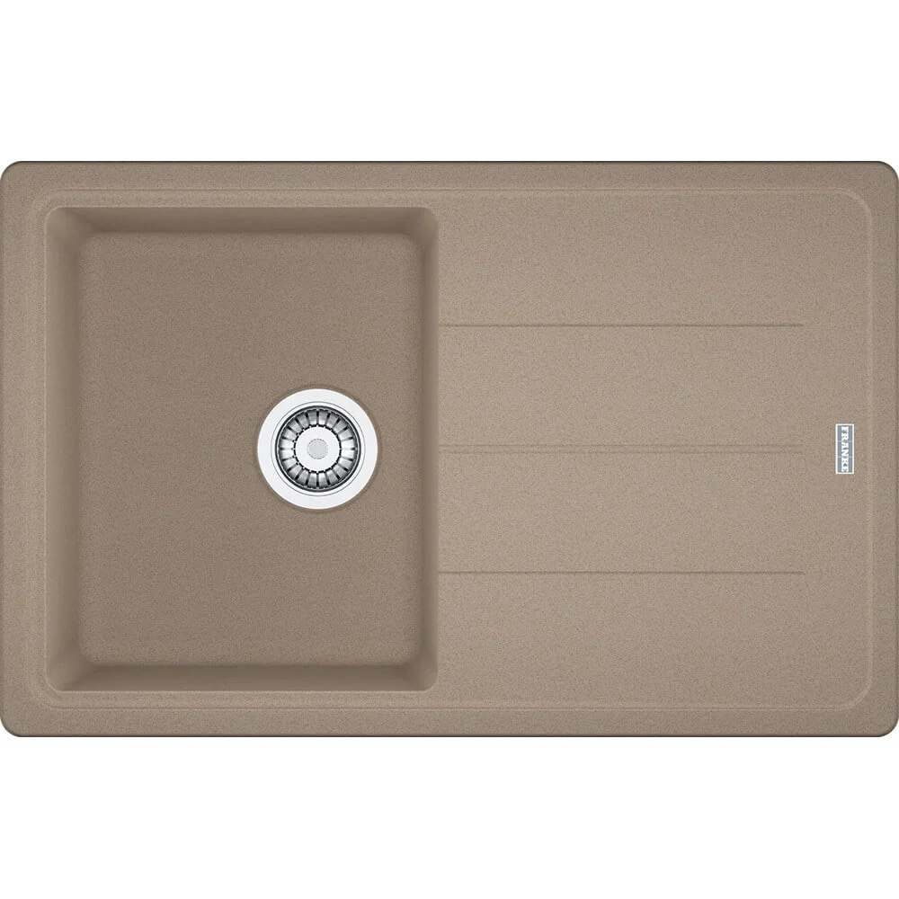Кухонна мийка Franke Basis BFG 611-78, накладна, оборотна, вентиль+сифон, 78x50, граніт мигдаль (114.0306.793)