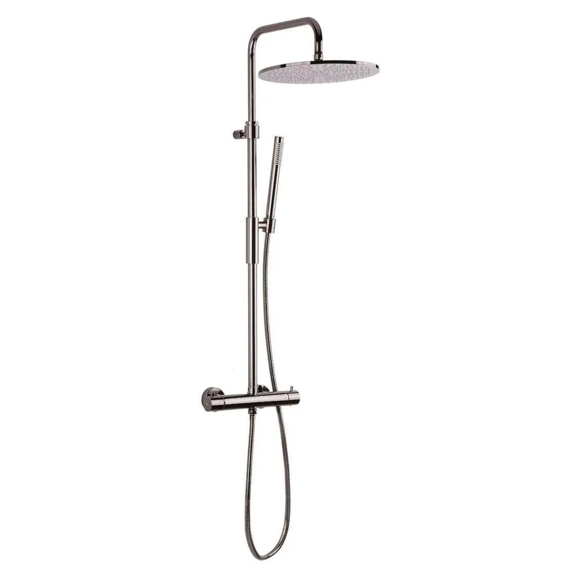 Душова система Paffoni Light, з термостатом, верхня лійка 300 мм, Brushed Black Chrome (ZCOL646KLIQNKNSP)