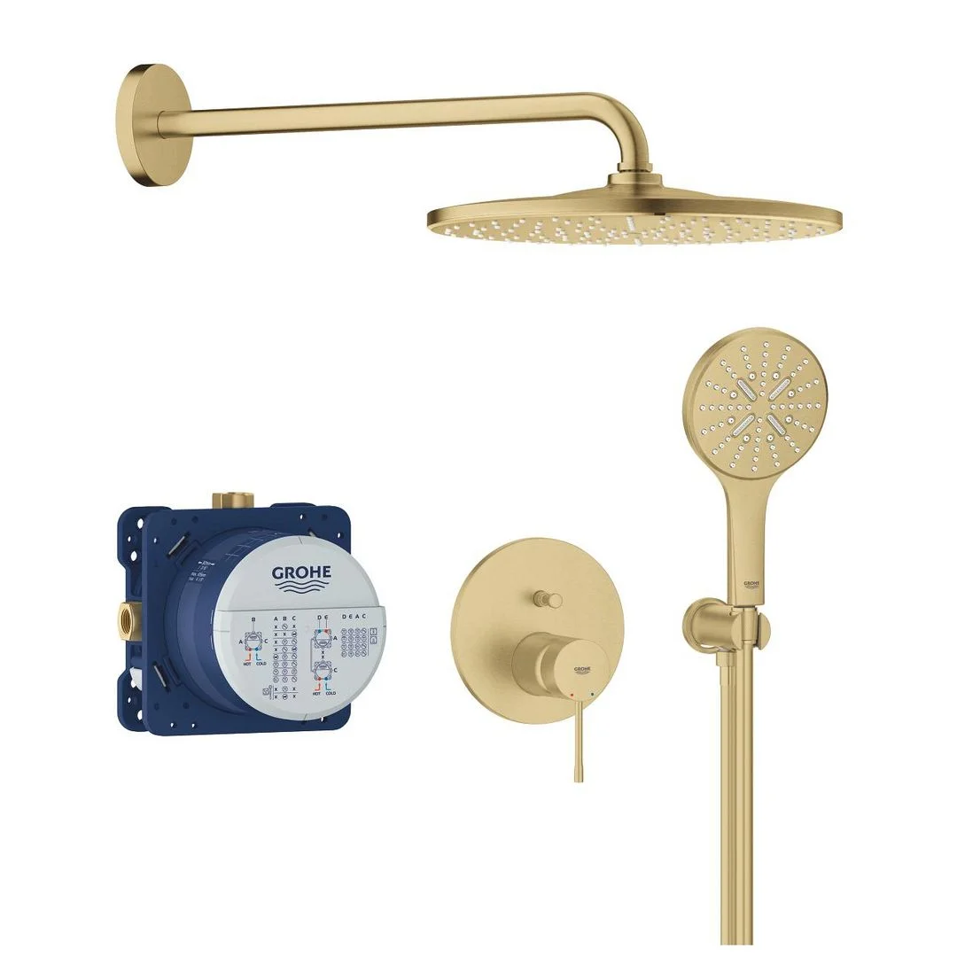 Душова система прихованого монтажу Grohe Essence на 2 виходи, брашироване золото (25287GN0)