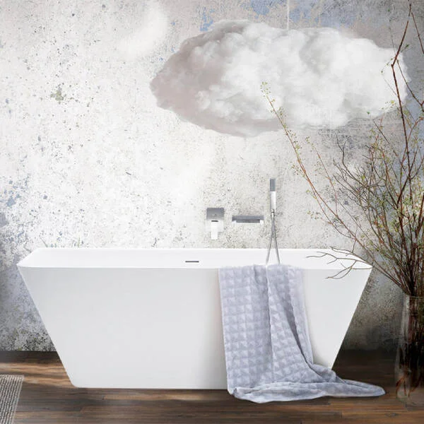 Ванна зі штучного каменю PAA Quadro Wall, пристінна, 160,5х76, Glossy Alpine White (VAQUAWAS_00)