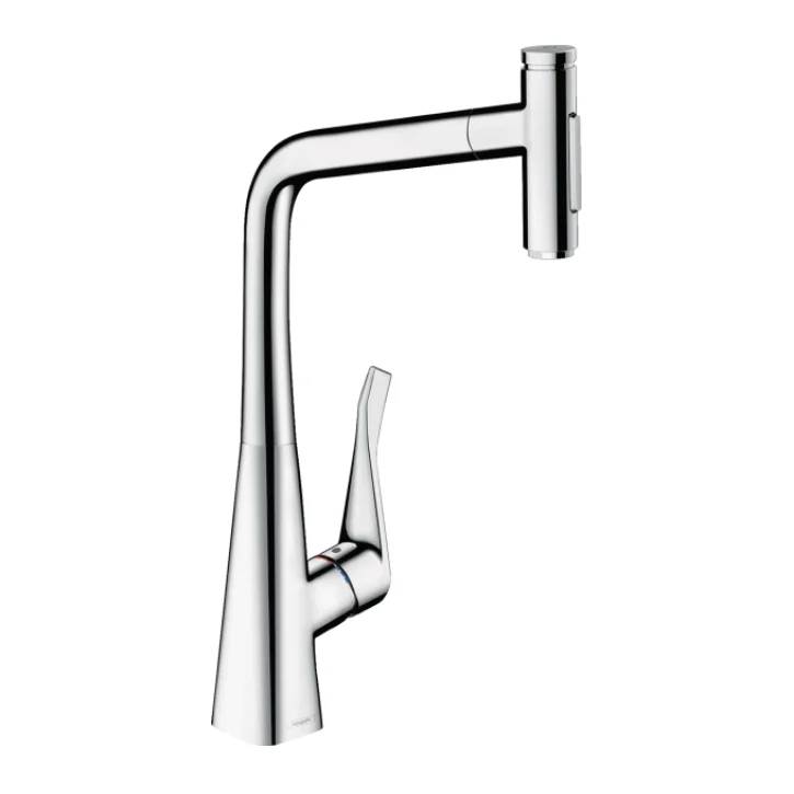 Змішувач для кухні Hansgrohe Metris Select 320 2jet sBox з витяжним душем, хром (73816000)