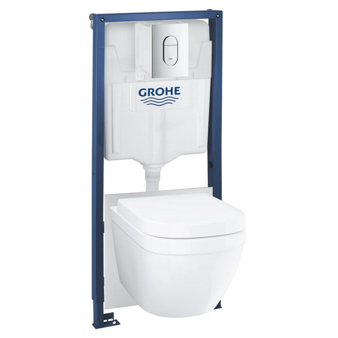 Комплект унітаза підвісного з інсталяцією Grohe Solido 5 в 1 із овальною кнопкою, хром (39536000)
