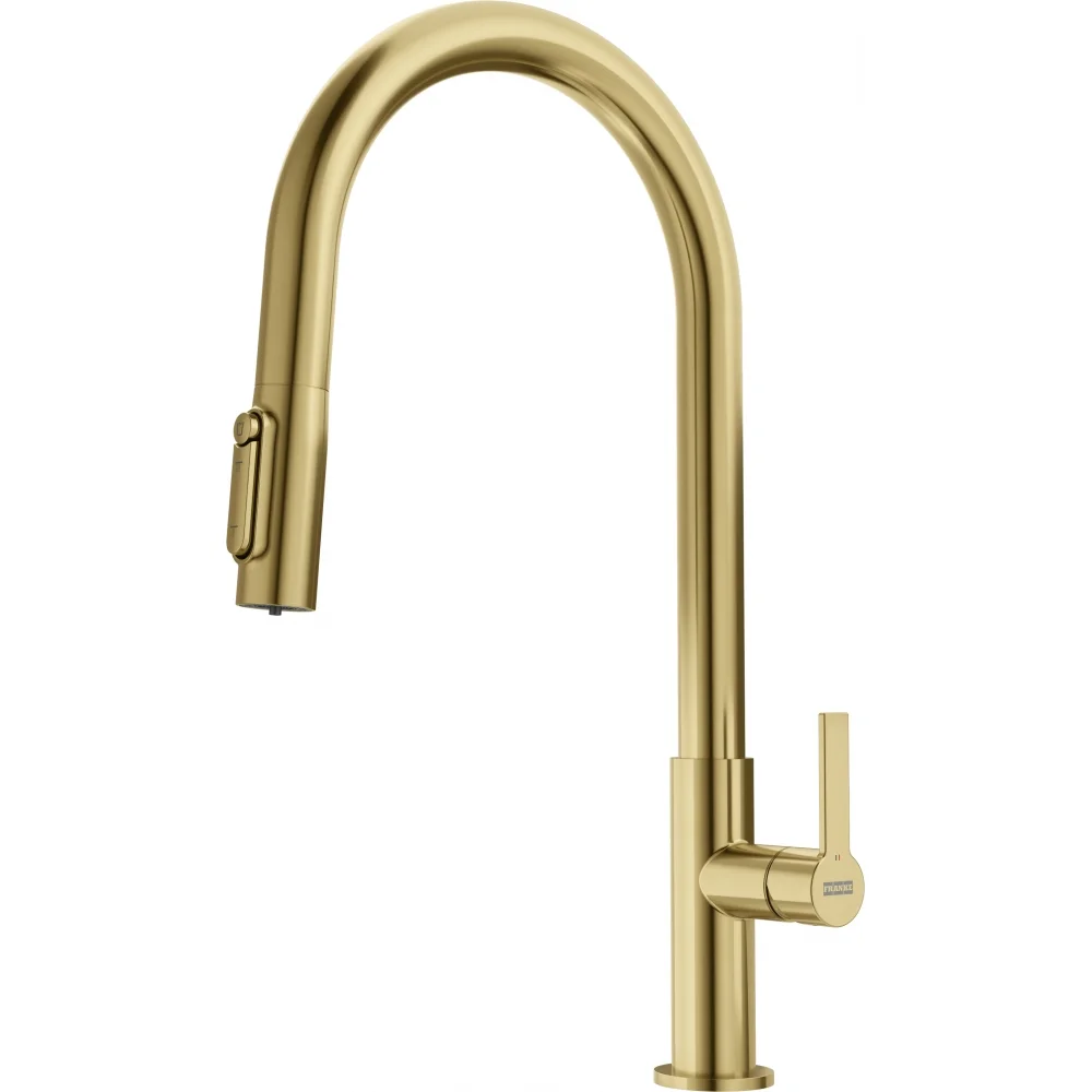 Змішувач для кухні Franke Maris Slim J Pull Down, висувний вилив, підведення питної води, PVD gold (120.0736.601)