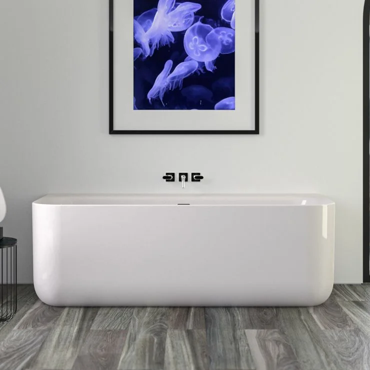 Ванна акрилова пристінна Knief Tidy 180 Wall 180х80х60, щілинний перелив, без г/м, Glossy White (01092WGWG6SCR) ex 0100-242_0100-091-06S