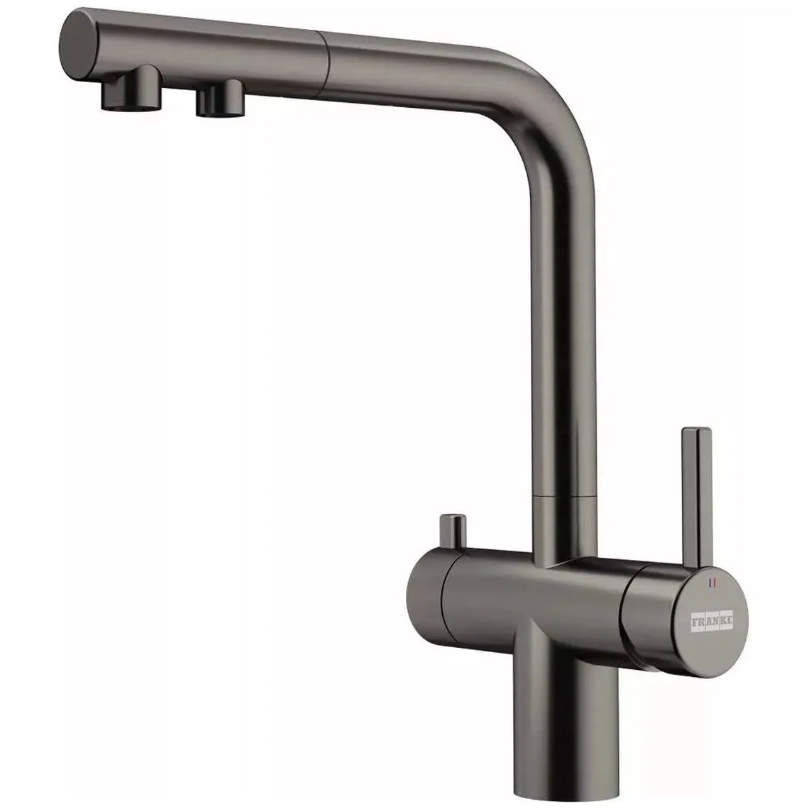 Змішувач для кухні Franke Atlas Neo Clear Water Pull Out, витяжний, нержавіюча сталь, PVD антрацит (120.0758.159)