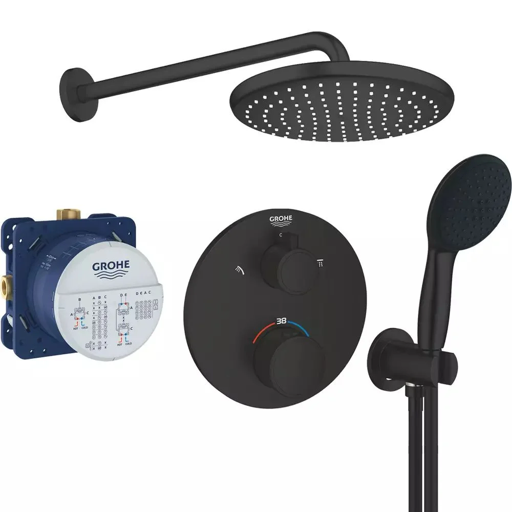 Набір для комплектації душу Grohe Eurosmart із Tempesta 250, чорний матовий (UA26415SC9)