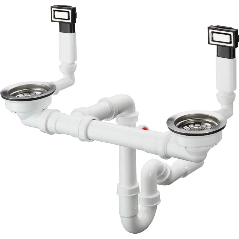 Сифон з переливом для мийки Hansgrohe D15-10 на 2 чаші, сталевий (43922800)