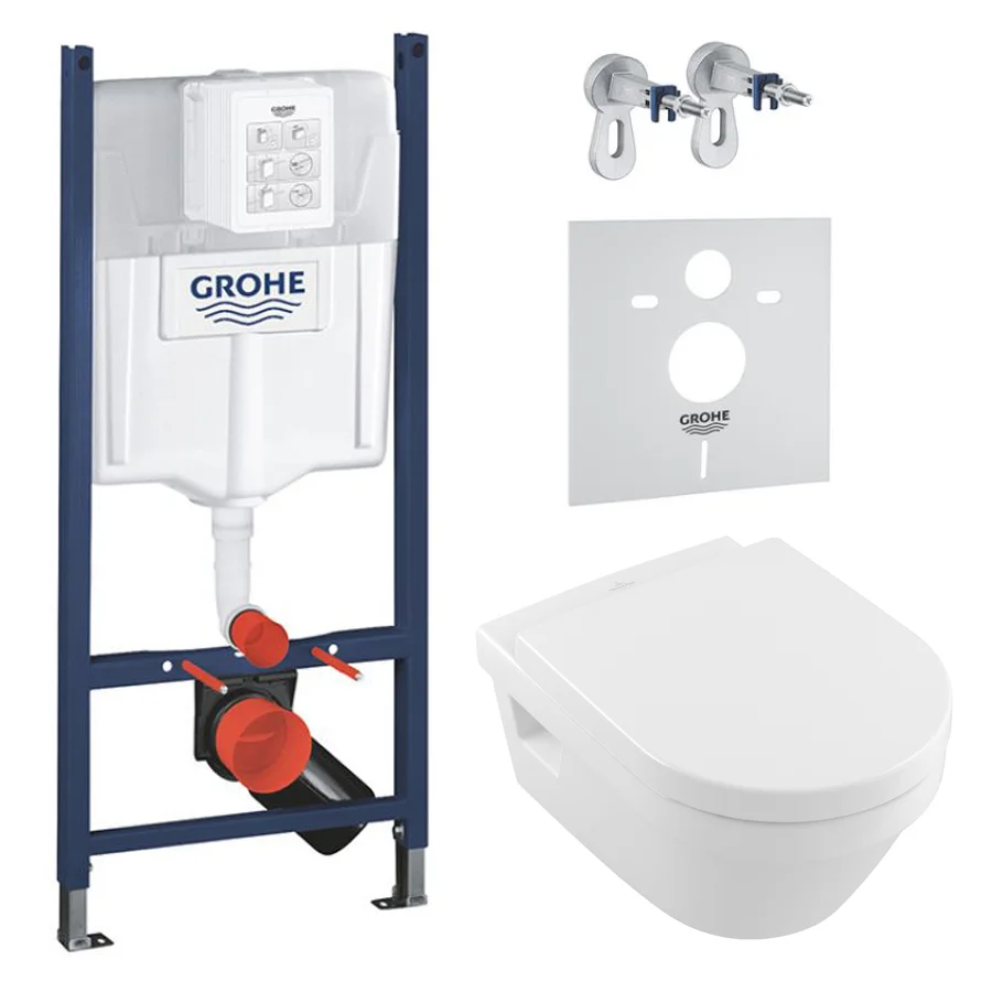 Комплект унітазу підвісного Villeroy & Boch Architectura Directflush з кришкою та інсталяцією Grohe Rapid SL 3в1 (5684HR01+3884000G)