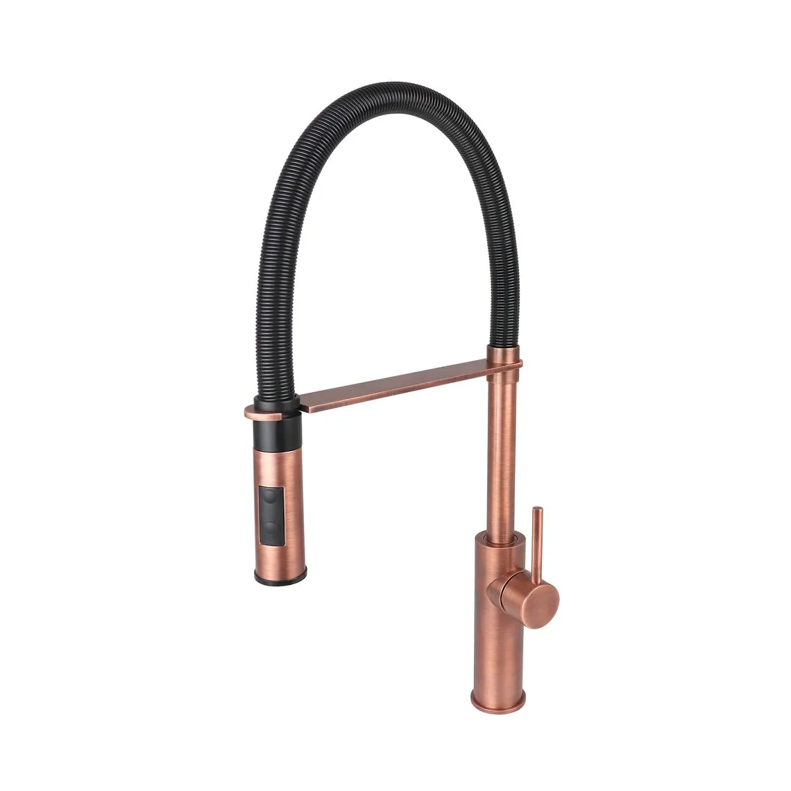 Змішувач для кухні Paffoni Light Professional, поворотний излив, чорний матовий/Brushed Copper PVD (LIG179RASPNO)