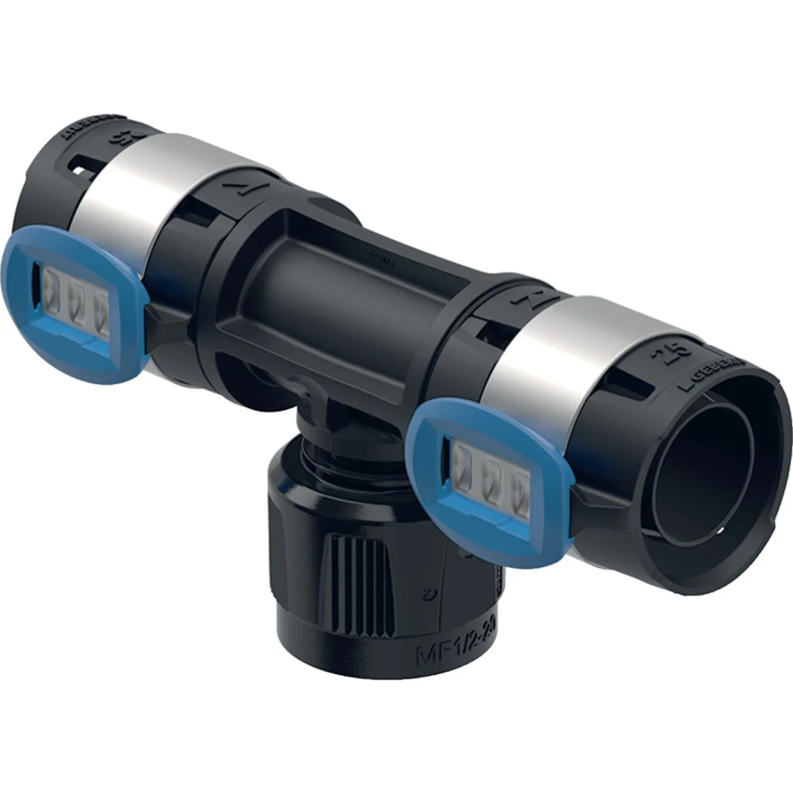 Перехідний трійник Geberit FlowFit з MasterFix, прохідний: PPSU, d=25мм, RpMF=1/2, d1=25 мм (620.392.00.1)