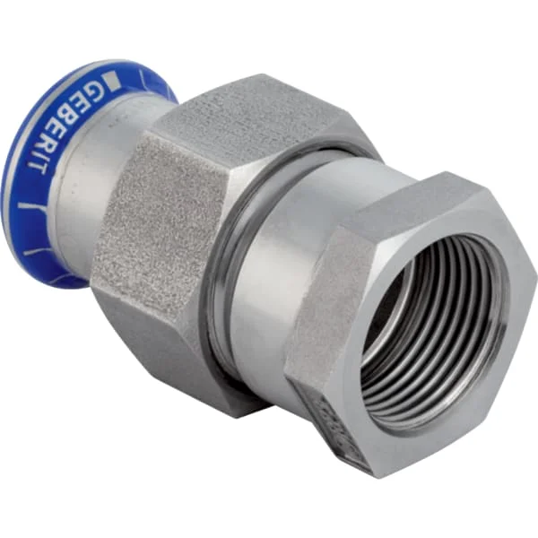 Роз'ємне з'єднання Geberit Mapress з нержавіючої сталі з внутрішнім різьбленням, накидна гайка з хромонікелевої сталі: d=42 мм, Rp=1 1/2 дюйма (35355)