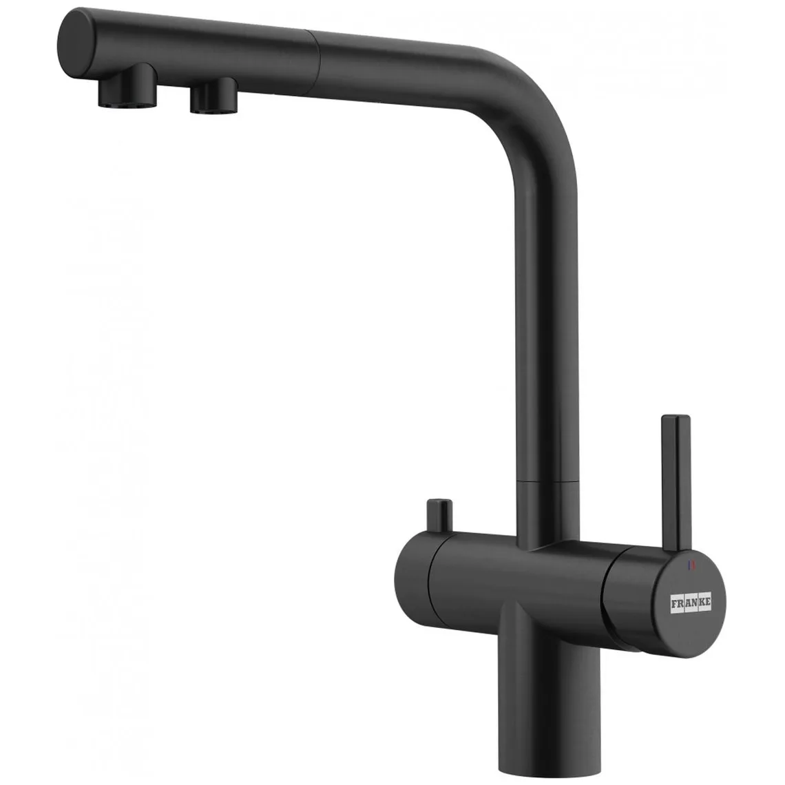 Змішувач для кухні Franke Atlas Neo Clear Water Pull Out, витяжний, нержавіюча сталь, PVD індустріальний чорний (120.0758.156)