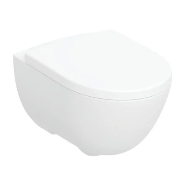 Унітаз підвісний Geberit Modo Rimfree в комплекті з кришкою, воронкоподібний, закрита форма, білий (502.939.00.1)