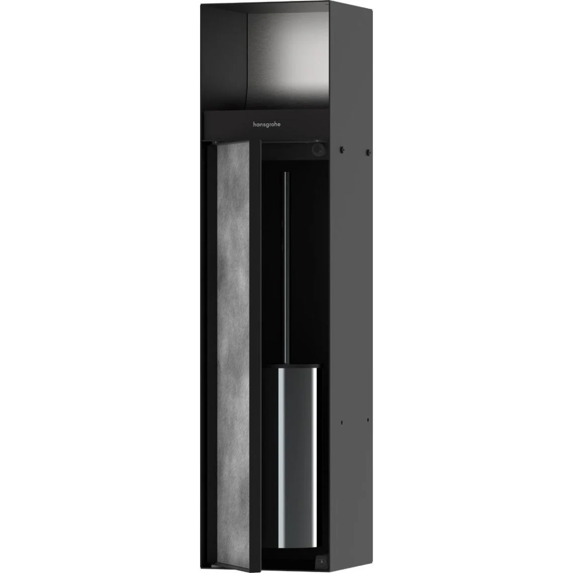 Тримач туалетного паперу Hansgrohe XtraStoris Rock з вмонтованим йоршиком, дверцятами під плитку, Matt Black (56062670)
