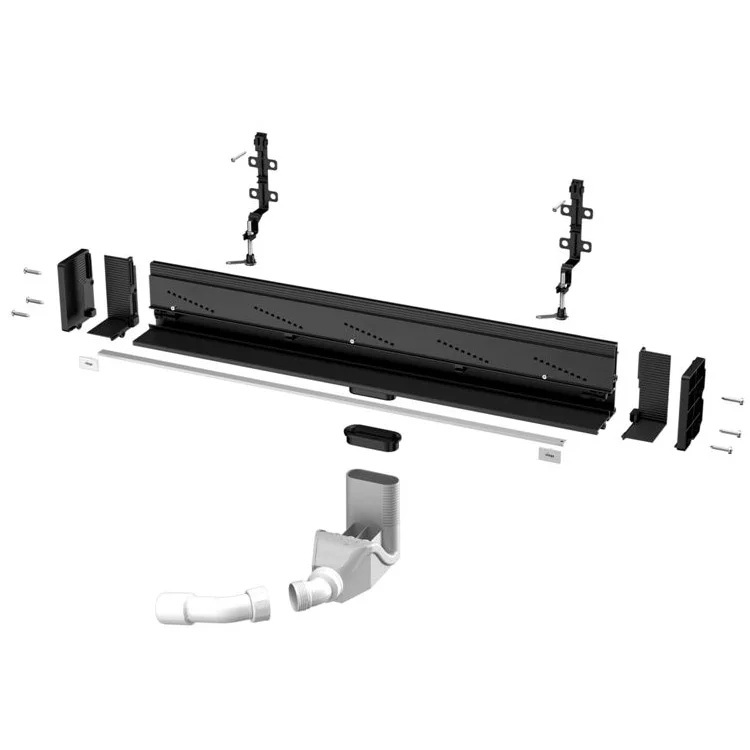 Дренажний канал пристінний та дизайн-вставка Viega Advantix для душового лотка 300-1200мм, черный (736736_736583)