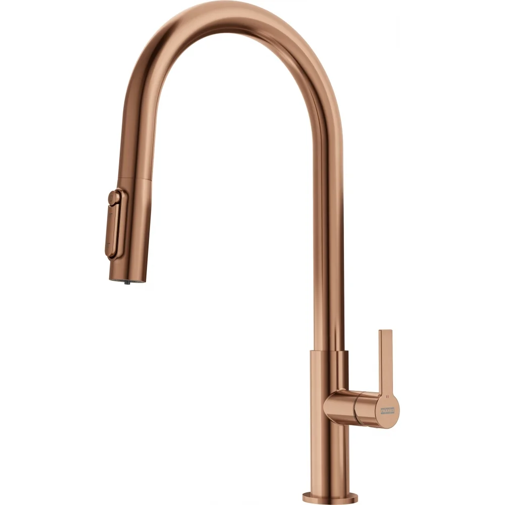 Змішувач для кухні Franke Maris Slim J Pull Down, висувний вилив, підведення питної води, PVD copper (120.0736.602)