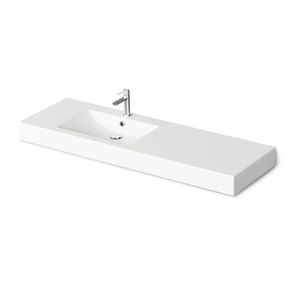 Умивальник підвісний PAA Long Step 1500 A, литий камінь, лівий, 150х49, Glossy Alpine White (ILS1500_A_00)