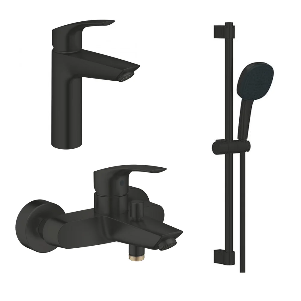 Комплект змішувачів з душем Grohe EuroSmart, чорний матовий (UA123246M243)