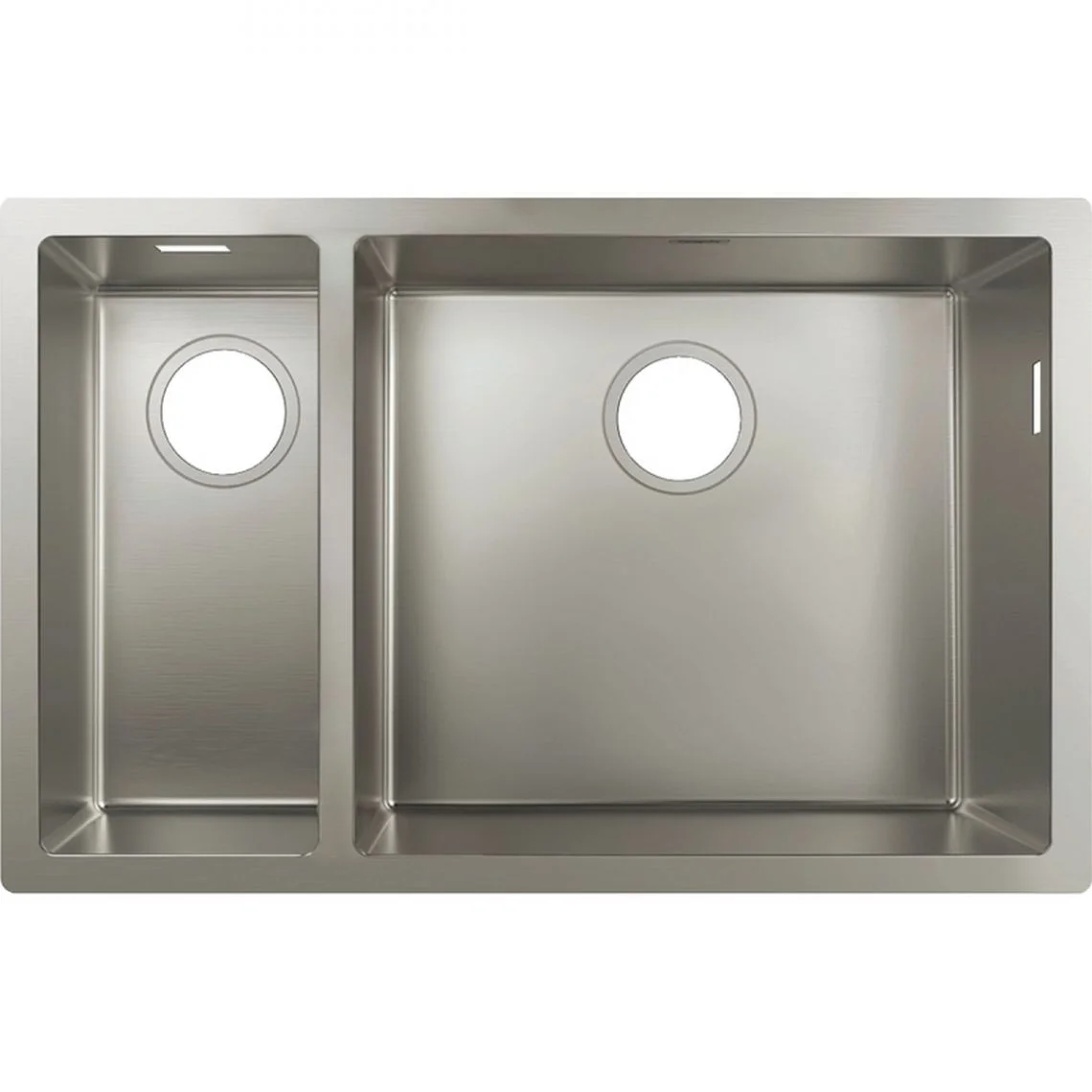 Кухонна мийка Hansgrohe S71 S719-U655 під стільницю 705х450 на 2 чаші 180/450, stainless steel (43429800)