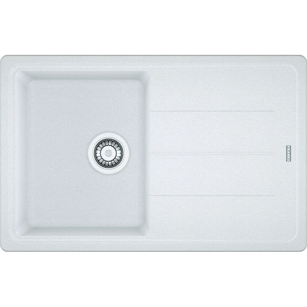 Кухонна мийка Franke Basis BFG 611-78, накладна, оборотна, вентиль+сифон, 78x50, граніт білий (114.0258.042)