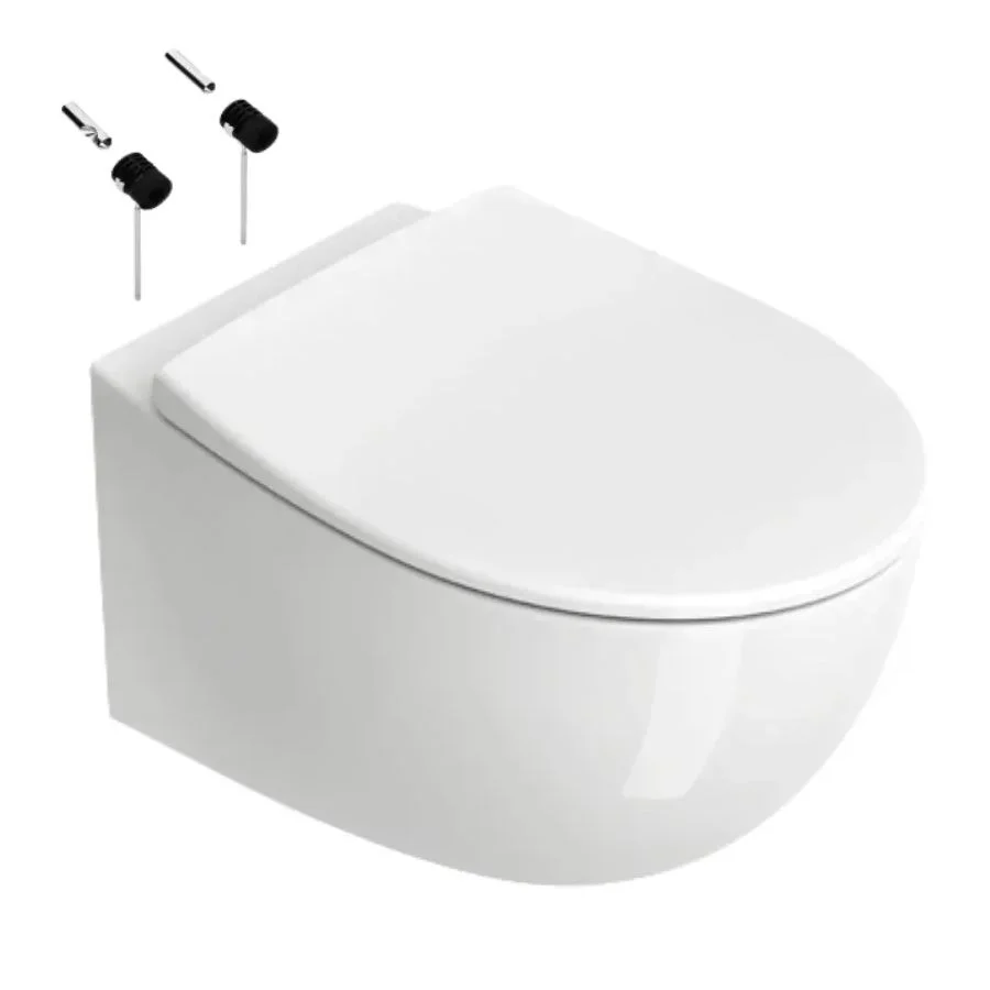 Унітаз підвісний безободковий Catalano Italy 52x37 Newflush з кришкою та набором фіксаторів, білий (0711520001_0751100001_9056060000)