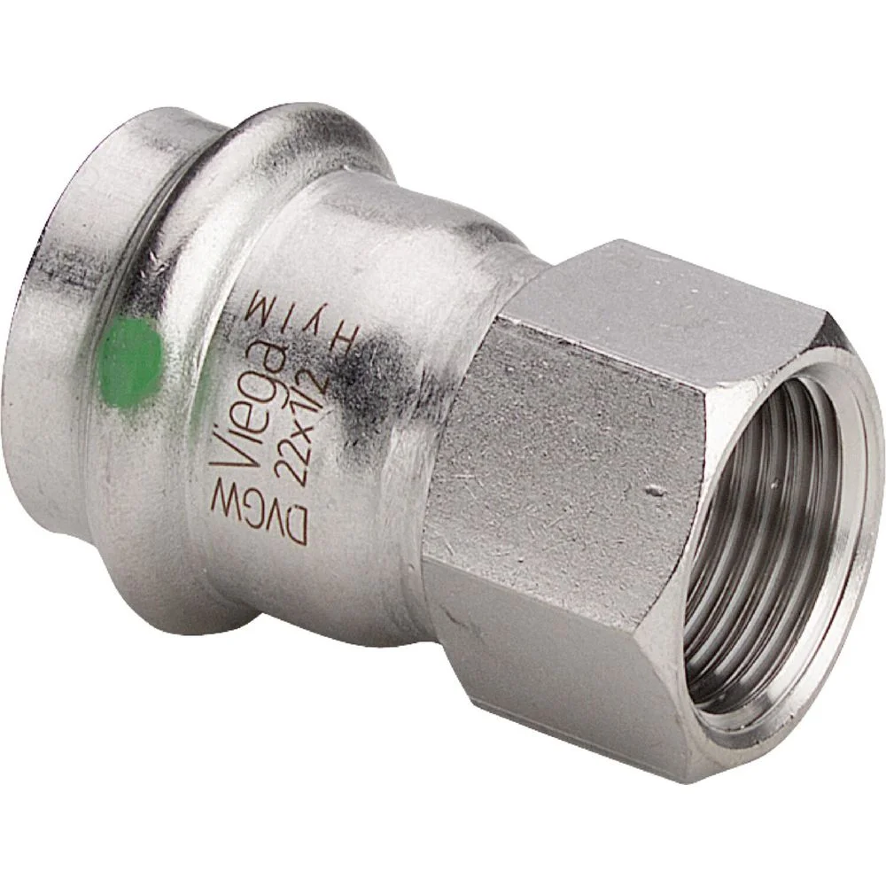 Сполучний елемент Viega Sanpress Inox, d=15 мм, ВН=1/2, нержавіюча сталь (436575)