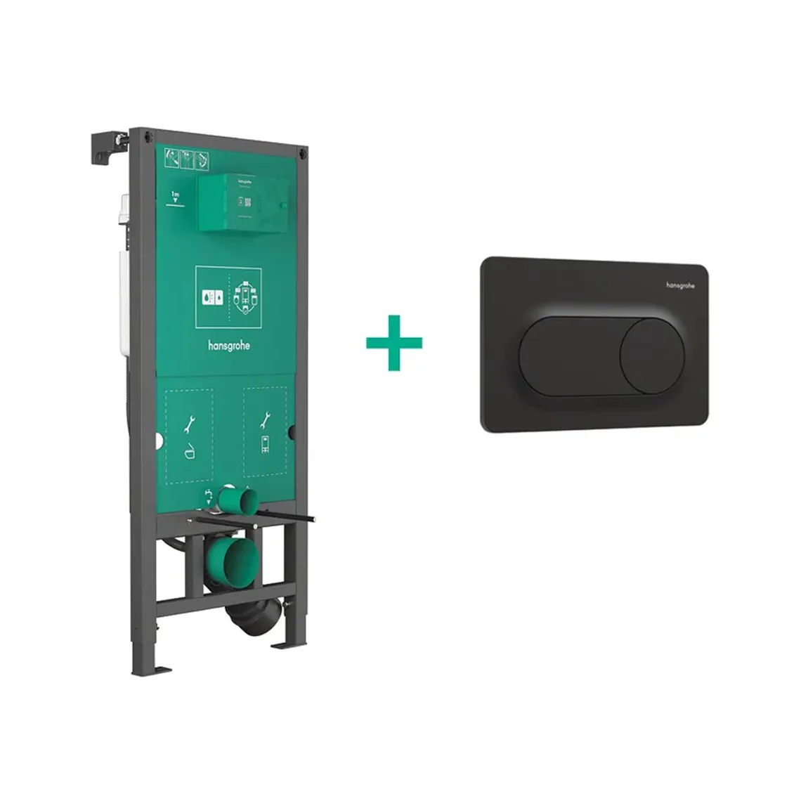 Інсталяція Hansgrohe iFrame Universal з клавішею iFrame Original S, Matt Black (99002670)