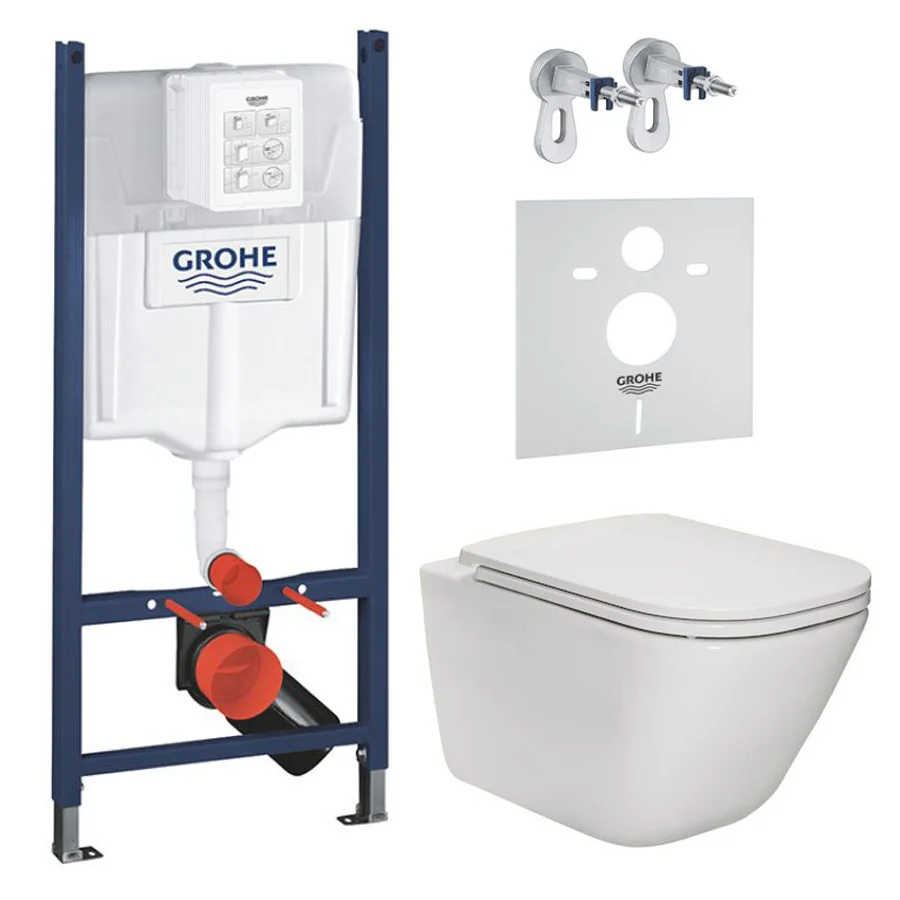 Комплект унітазу підвісного Roca Gap Clean Rim з кришкою та інсталяцією Grohe Rapid SL 3в1 (A34H470000+3884000G)