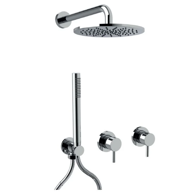 Душовий комплект Paffoni, з ручним та верхнім душем, Steel Looking (KITLIG010ST70)
