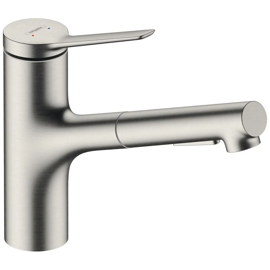 Змішувач кухонний Hansgrohe Zesis M33 150 2jet з витяжним зливом, Stainless (74800800)