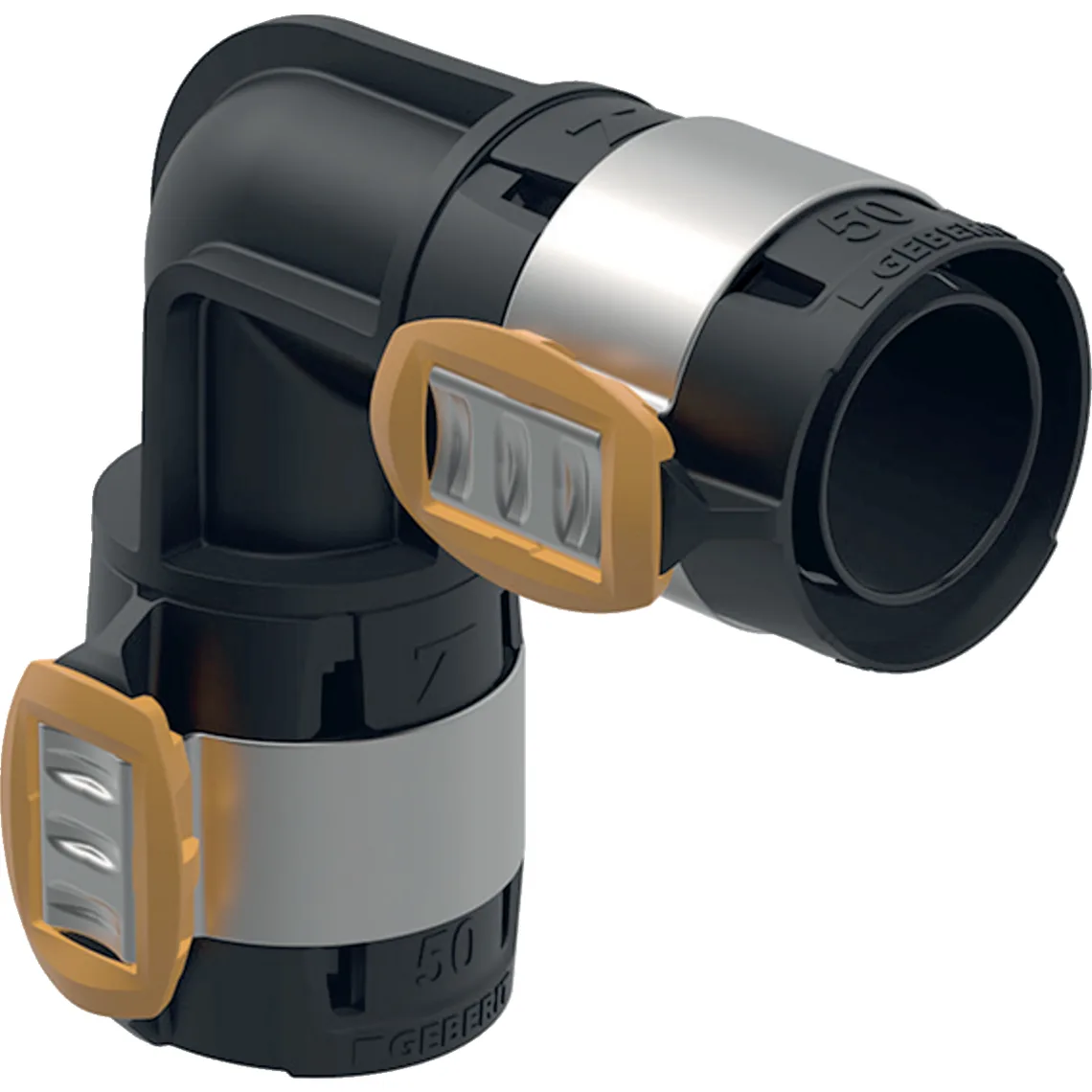 Відведення Geberit FlowFit: 90°, матеріал = PPSU, d=50 мм (620.075.00.1)