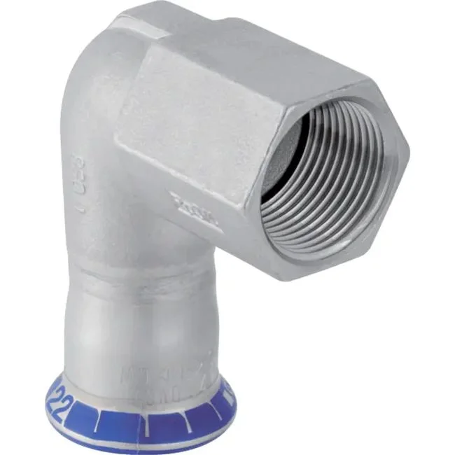 Перехідний косинець Geberit Mapress, d=18, Rp 1/2, 90°, внутрішнє різьблення, нержавіюча сталь (33804)