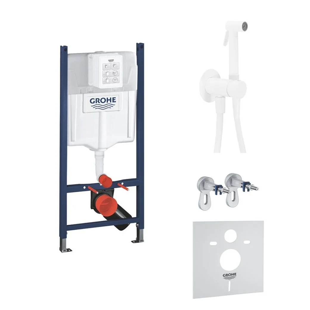 Система інсталяції для унітазу Grohe Rapid SL3в1 + Гігієнічний душ із змішувачем Paffoni Tweet Round Mix, білий (3884000G+ZDUP110BO)