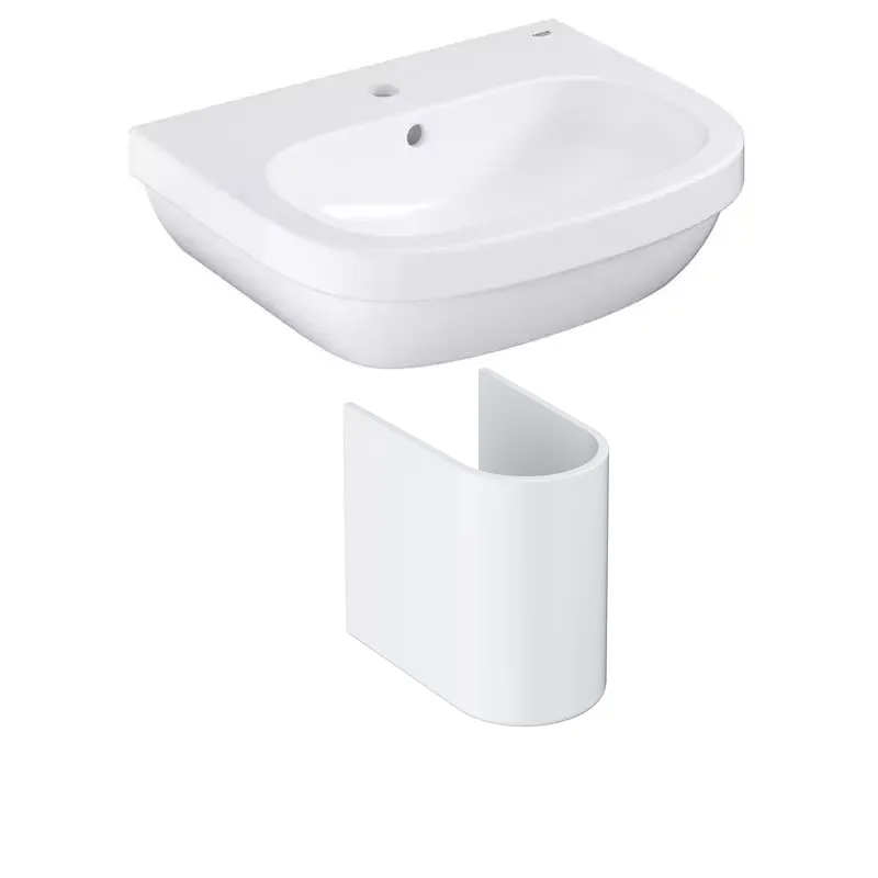 Умивальник підвісний з напівп'єдесталом Grohe Euro Ceramic 55 см, білий (39336000_39201000)