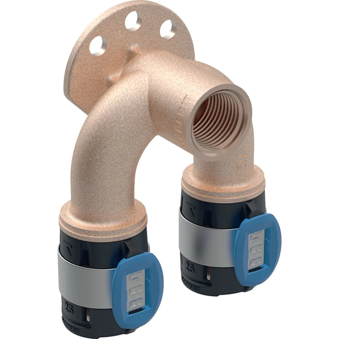 Прохідна водорозетка Geberit FlowFit 90°: бронза без свинцю (CuSn4Zn2PS), d=20мм, Rp=1/2, d1=20мм (620.851.00.1)