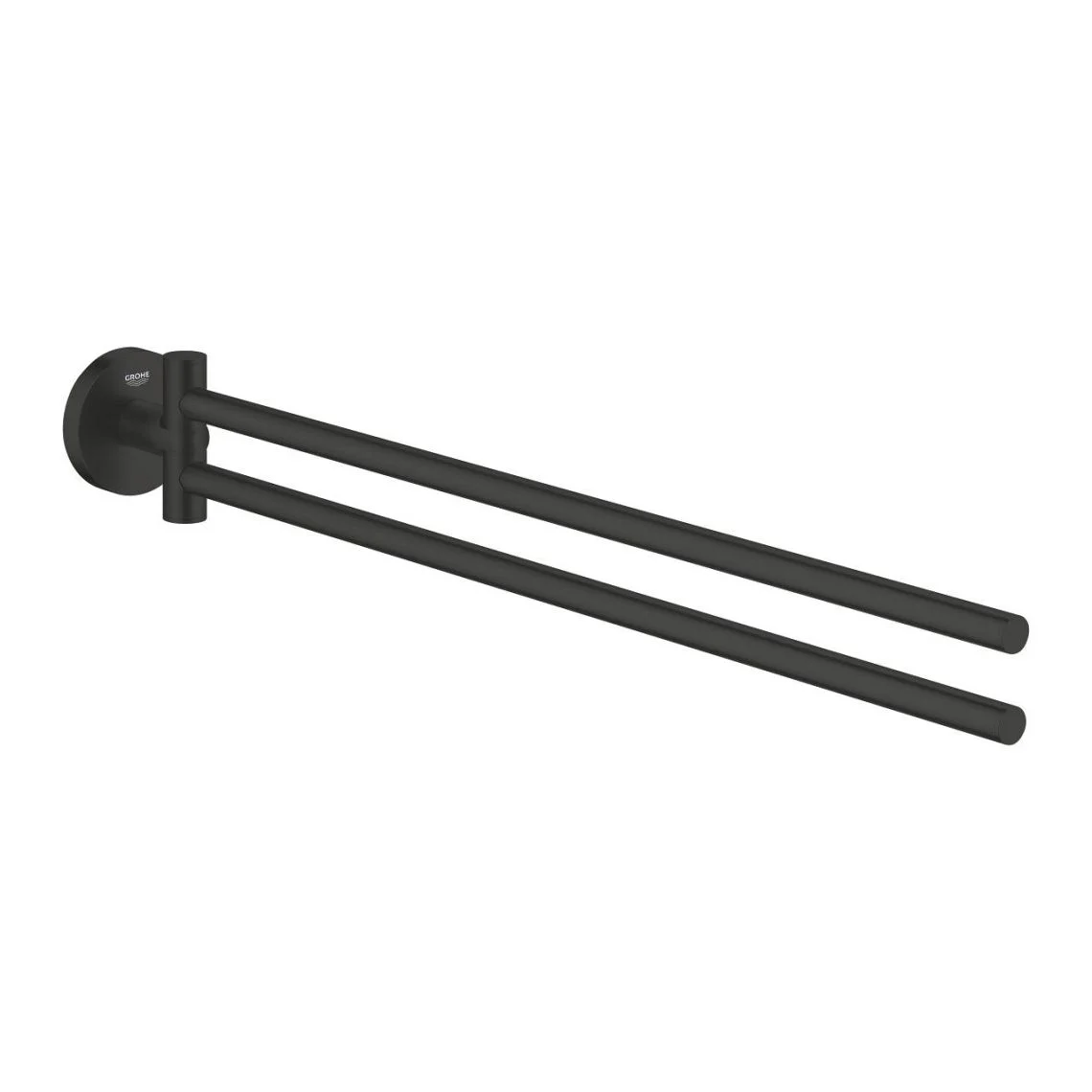 Тримач для рушників Grohe Essentials 439 мм подвійний, поворотний, приховане кріплення, чорний матовий (1024672430)