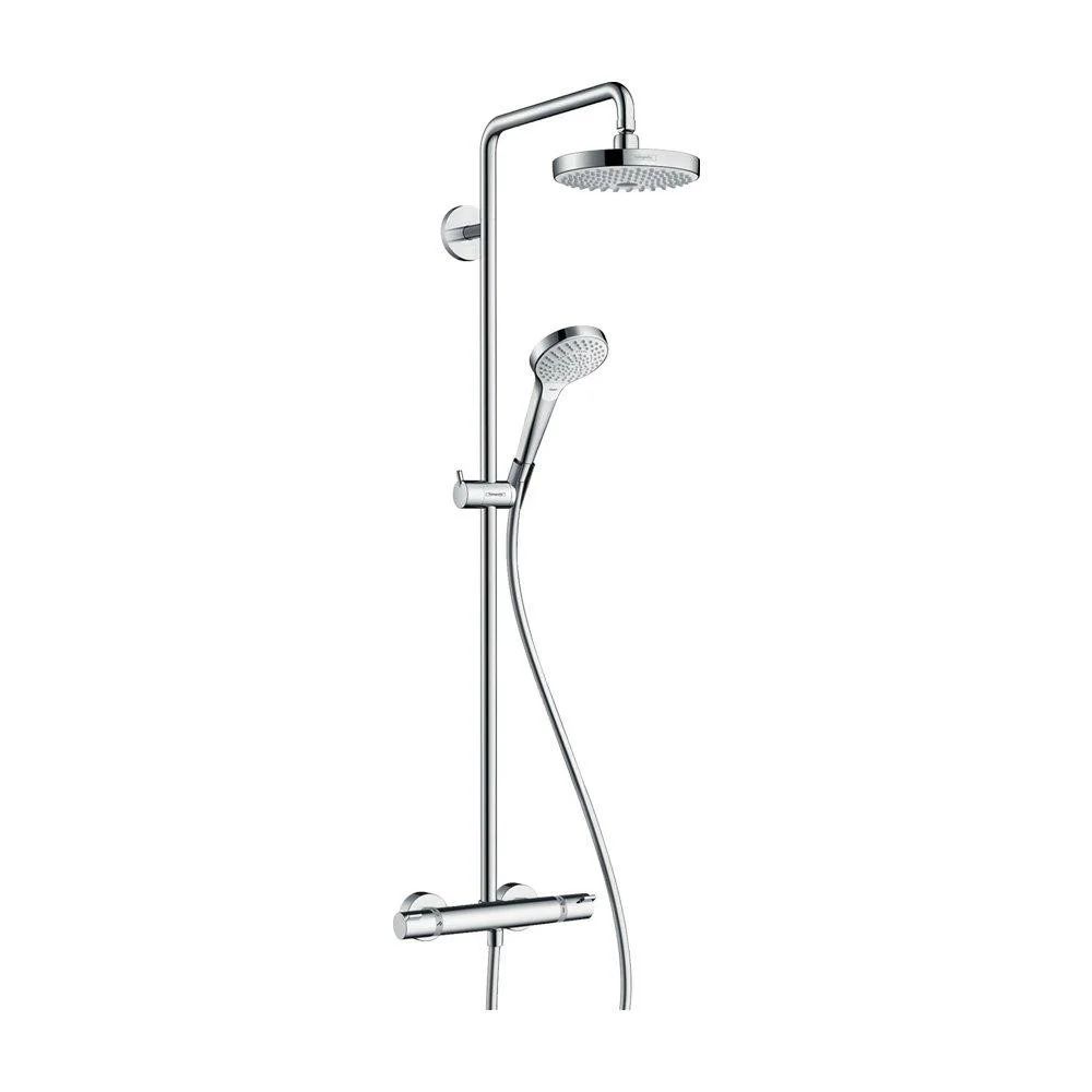 Душова система Hansgrohe Croma Select S 180 2jet Showerpipe EcoSmart з термостатом 9 л / хв, хром / білий (27254400)