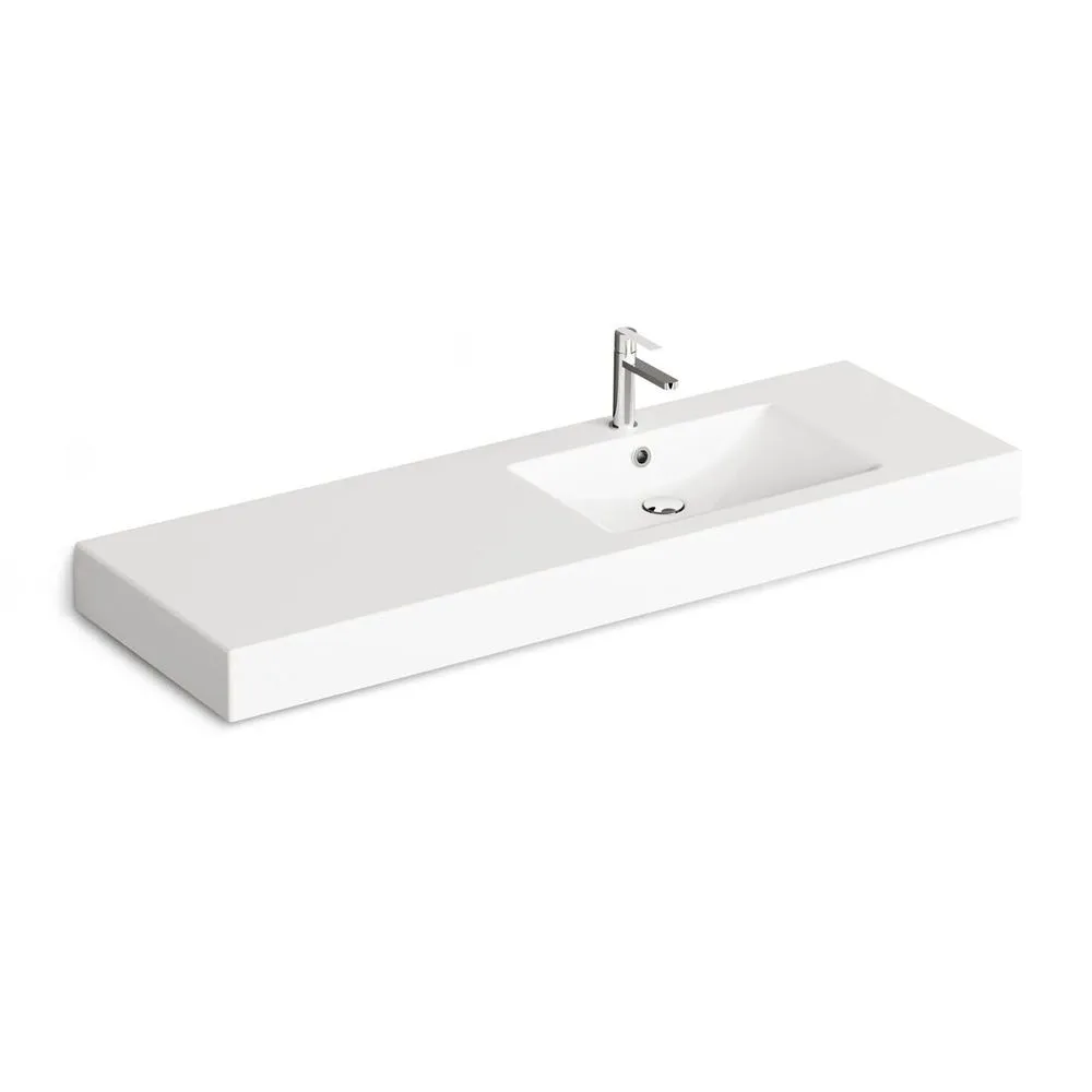 Умивальник підвісний PAA Long Step 1500 A, литий камінь, правий, 150х49, Glossy Alpine White (ILS1500_D_00)