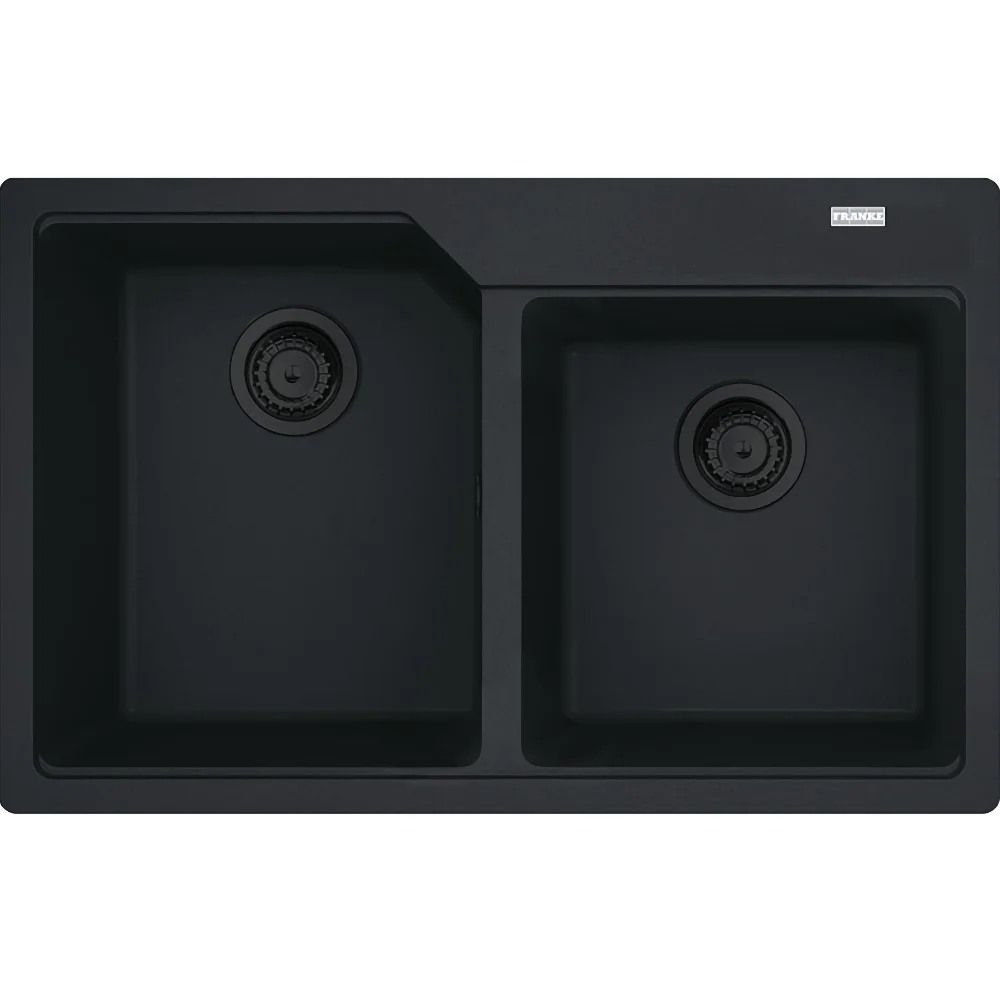 Кухонна мийка Franke UBG 620-78, накладна, 2чаші, коландер+вентиль+сифон, 78x50, граніт чорний матовий (114.0699.237)