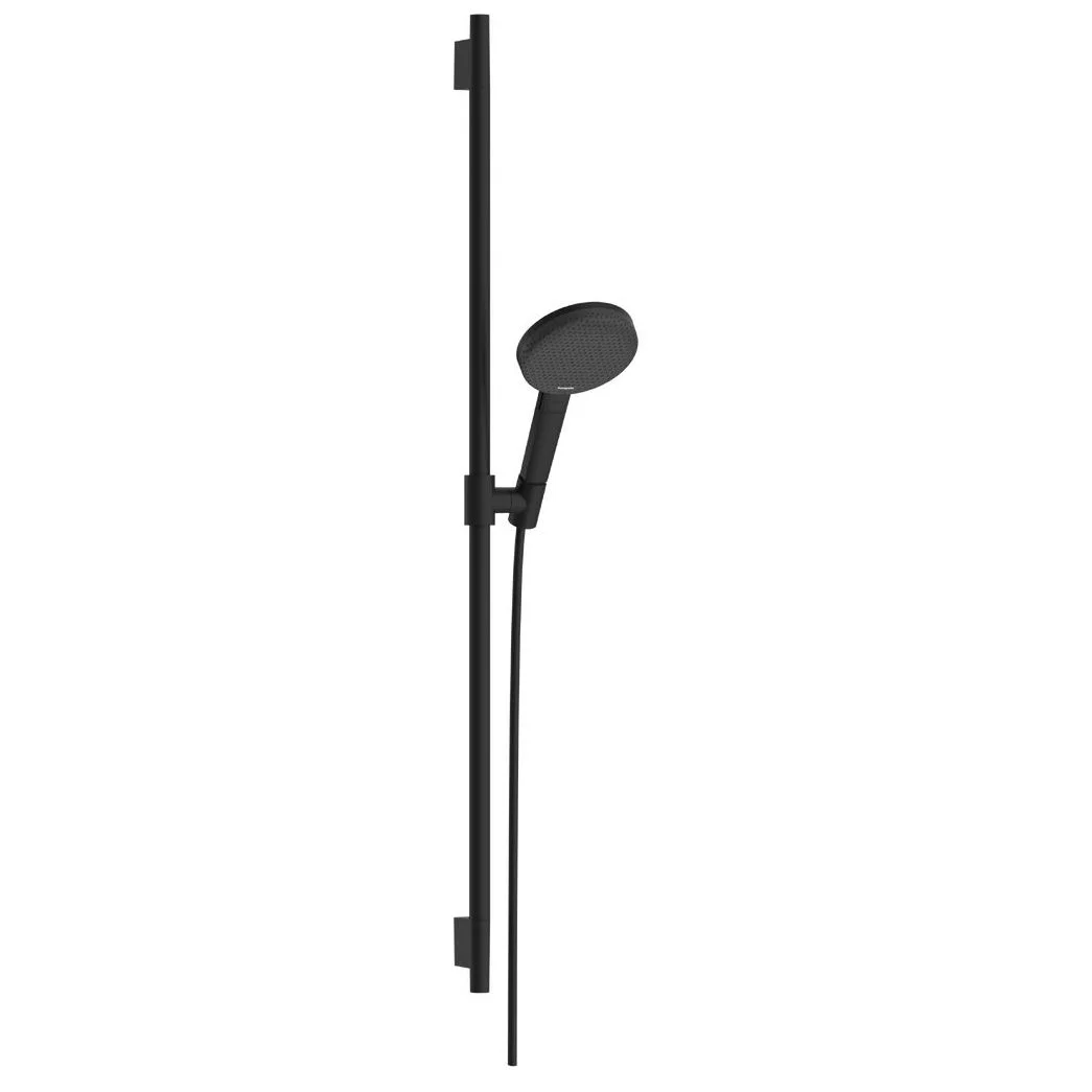 Душовий набір Hansgrohe Raindance Alive Select S 3jet EcoSmart зі стійкою Unica S Puro 90 см, Matt Black (24603670)