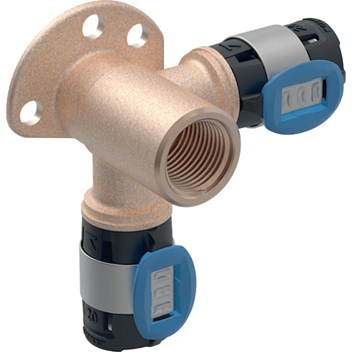 Кутова водорозетка Geberit FlowFit 90°, бронза без свинцю (CuSn4Zn2PS), d=20 мм, Rp=1/2, L=3.6 см (620.881.00.1)