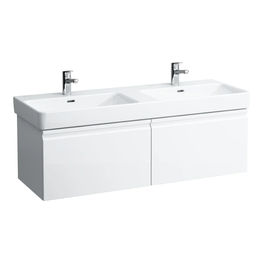 Комплект: Тумба Laufen PRO 126х45х39, Умивальник підвісний Laufen PRO S 130х46,5 подвійний, білий (H4835710964631_H8149680001041)