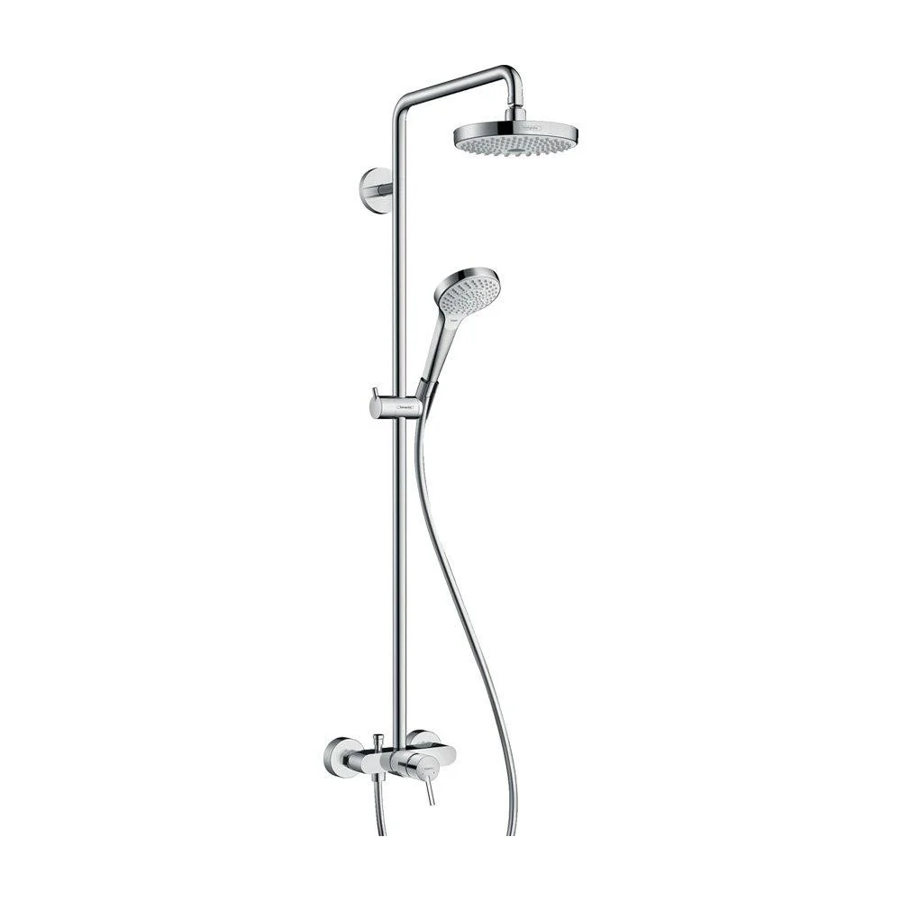 Душова система Hansgrohe Croma Select S 180 2jet Showerpipe зі змішувачем, хром / білий (27255400)