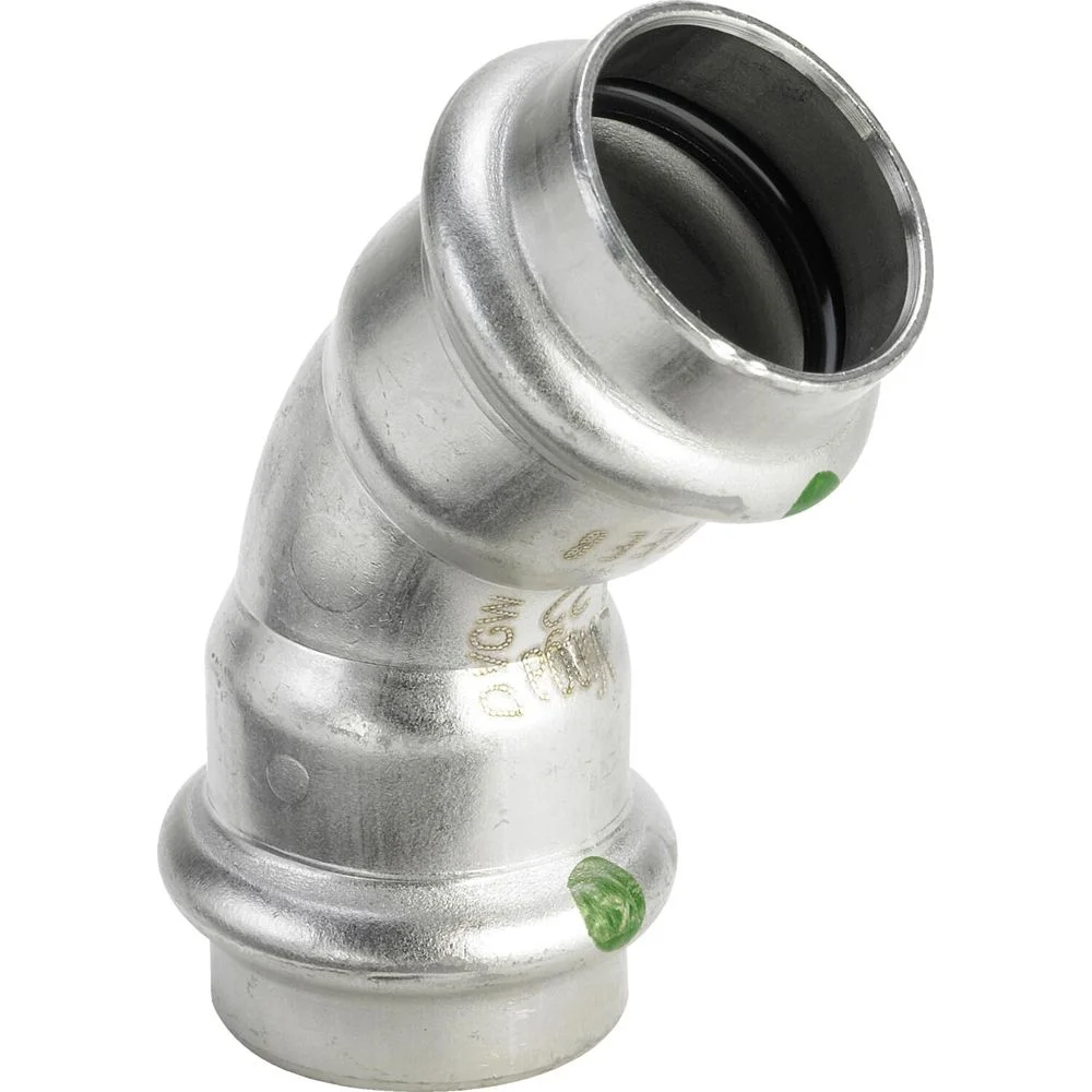 Відведення Viega Sanpress Inox, d=18 мм, 45°, нержавіюча сталь (435783)