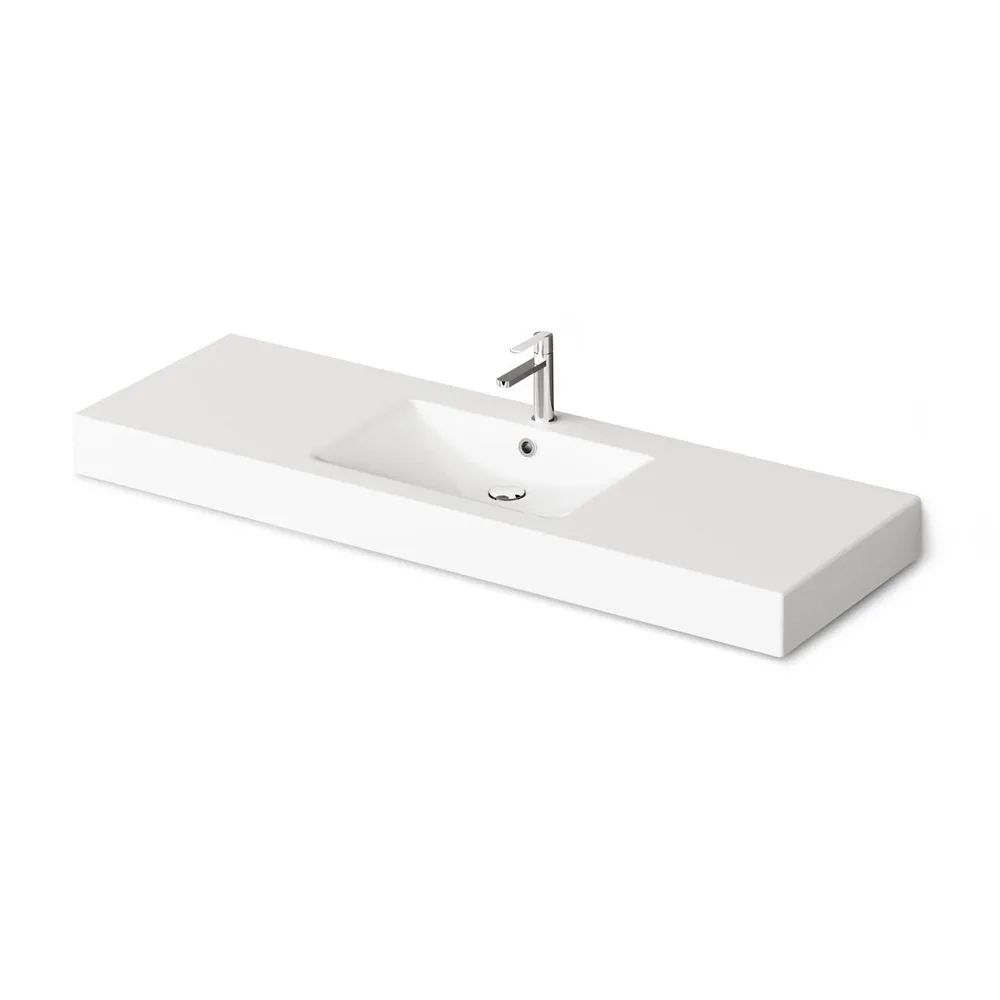 Умивальник підвісний PAA Long Step 1500, литий камінь, по центру, 150х49, Glossy Alpine White (ILS1500_00)