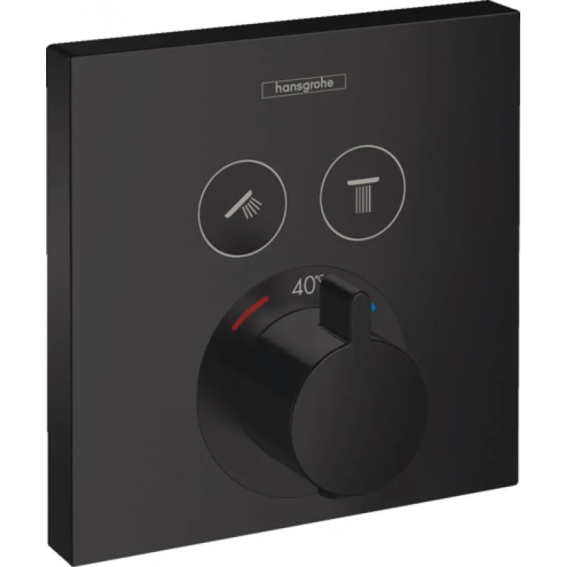 Термостат прихованого монтажу для душу Hansgrohe ShowerSelect на 2 споживача, чорний матовий (15763670)