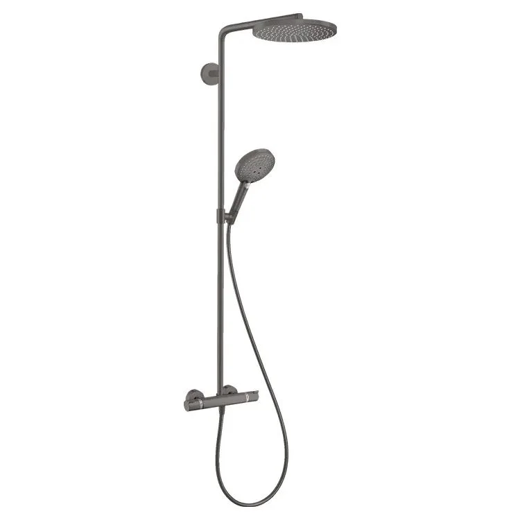 Душова система Hansgrohe Raindance S 240 EcoSmart+ PowderRain 1jet з термостом, Brushed Black Chrome (28825340)