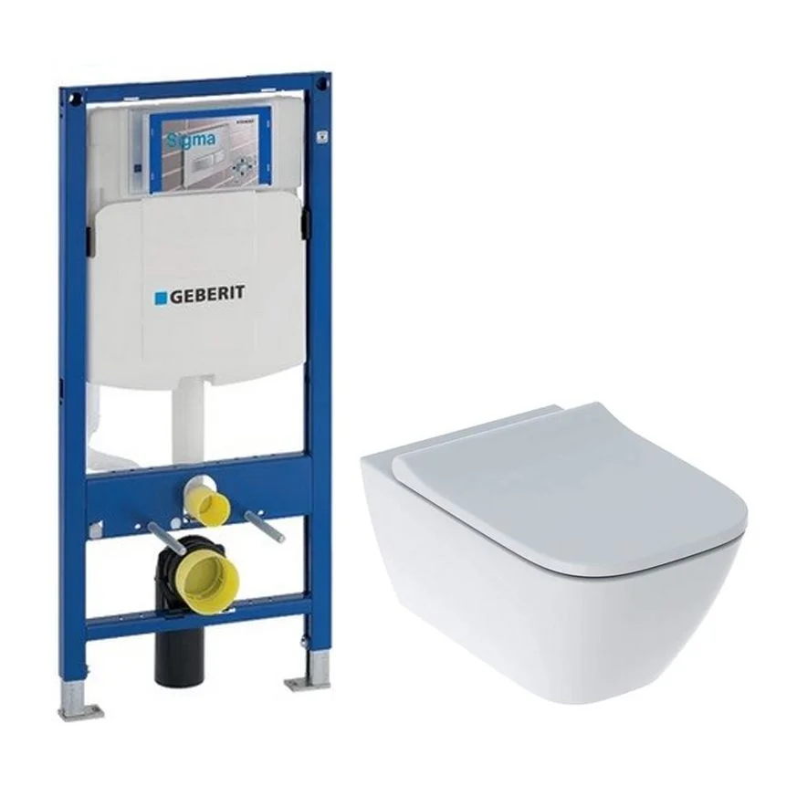 Комплект підвісного унітазу з кришкою Geberit Smyle Square та інсталяцією Duofix Sigma (500.683.00.2+111.300.00.5)